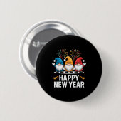 Happy New Year Gnomes For Party Lovers And Festive Button (Vorne & Hinten)
