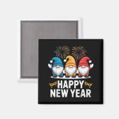 Happy New Year Gnomes For Party Lovers And Festive Magnet (Vorderseite/Rückseite)