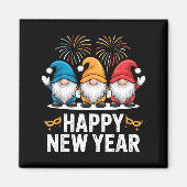 Happy New Year Gnomes For Party Lovers And Festive Magnet (Vorne)