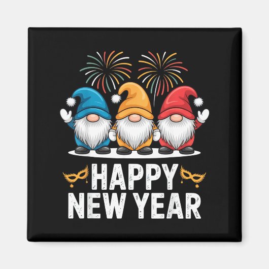 Happy New Year Gnomes For Party Lovers And Festive Magnet (Vorne)
