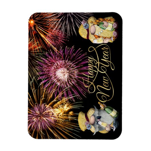 Happy New Year Gnomes Magnet (Vertikal)