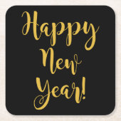 Happy New Year Gold auf Black Charming Chic Rechteckiger Pappuntersetzer (Vorderseite)