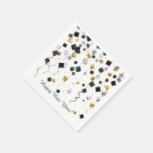 Happy New Year Gold Black Confetti Serviette (Ecke)