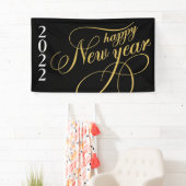 Happy New Year Gold & Black Typografy Banner (Insitu)