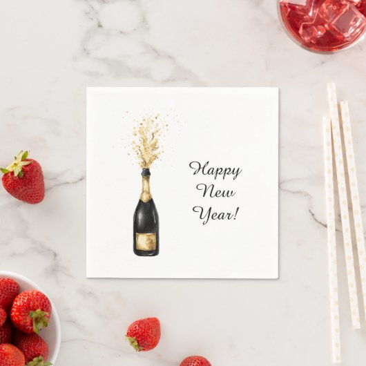 Happy New Year Gold Bottle Serviette (Beispiel)
