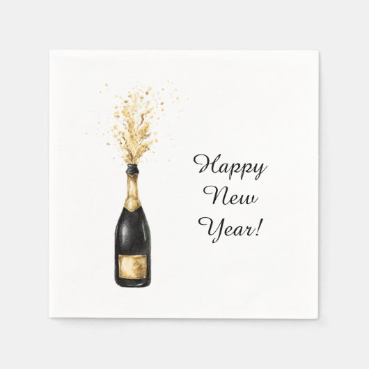 Happy New Year Gold Bottle Serviette (Vorderseite)