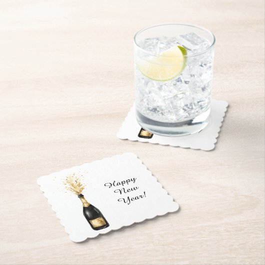 Happy New Year Gold Bottle Untersetzer (Vor Ort)