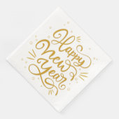Happy New Year Gold Calligraphy Script Serviette (Ecke)