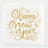 Happy New Year Gold Calligraphy Script Serviette (Vorderseite)