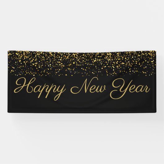 Happy New Year Gold Confetti Banner (Horizontal)