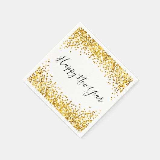 Happy New Year Gold Confetti Holiday Napkin Serviette (Ecke)