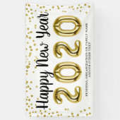 HAPPY NEW YEAR Gold Confetti Pinselschrift Weiß Banner (Vertikal)