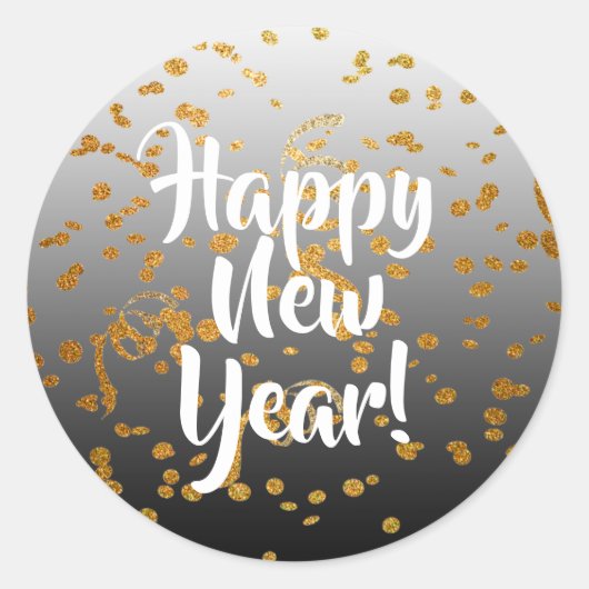Happy New Year Gold Confetti Stickers (Vorderseite)