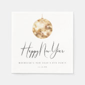 Happy New Year Gold Disco Ball Serviette (Vorderseite)