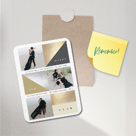 Happy New Year Gold Foil Blocks Stilvolles 3-Foto Magnet