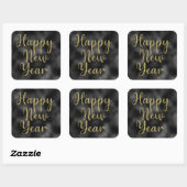 Happy New Year Gold Glitzer auf Black Metallic Quadratischer Aufkleber (Blatt)