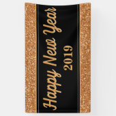 Happy New Year Gold Glitzer Black Banner (Vertikal)