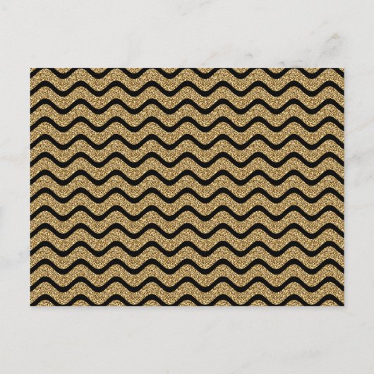 Happy New Year Gold Glitzer Black Zickzack Stripes Postkarte (Rückseite)