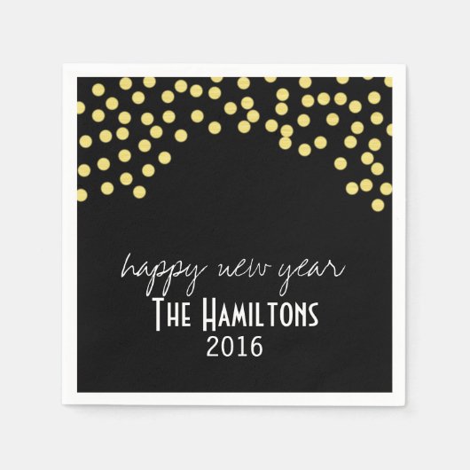 Happy New Year Gold Glitzer Cocktail Party Napkin Serviette (Vorderseite)