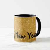 Happy New Year Gold Glitzer Effect Coffee Tasse (VorderseiteRechts)