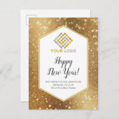 Happy New Year Gold Glitzer Logos Postkarte (Vorne/Hinten)