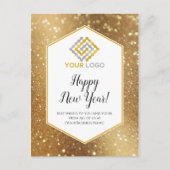 Happy New Year Gold Glitzer Logos Postkarte (Vorderseite)