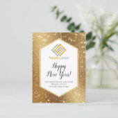 Happy New Year Gold Glitzer Logos Postkarte (Stehend Vorderseite)