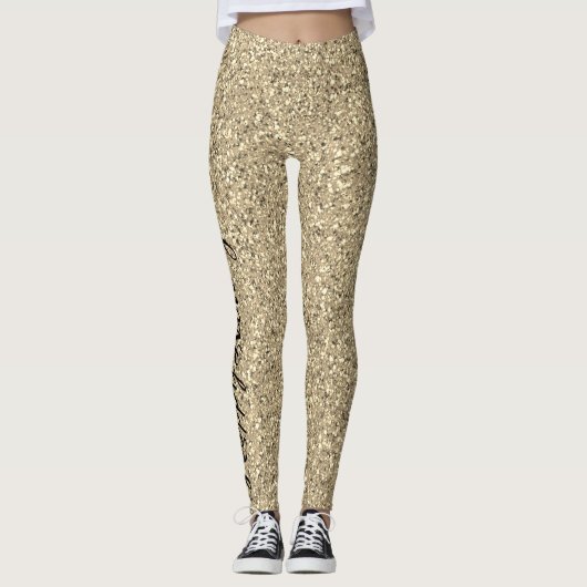 Happy New Year Gold Glitzer Party Womens Leggings (Vorderseite)
