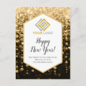 Happy New Year Gold Glitzern Logo Business Postkarte (Vorderseite)