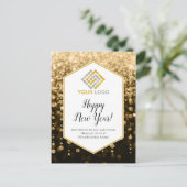 Happy New Year Gold Glitzern Logo Business Postkarte (Stehend Vorderseite)