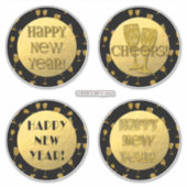 Happy New Year Gold Imitate Foil and Black Aufkleber (Vorderseite)