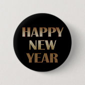 Happy New Year Gold Metallic Text Image Button (Vorderseite)
