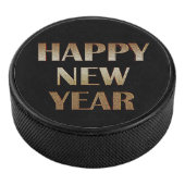 Happy New Year Gold Metallic Text Image Eishockey Puck (3/4)