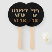 Happy New Year Gold Metallic Text Image Fächer (Vorne und Hinten)