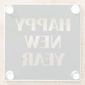 Happy New Year Gold Metallic Text Image Glasuntersetzer (Rückseite)