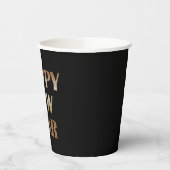 Happy New Year Gold Metallic Text Image Pappbecher (Links)