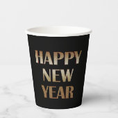 Happy New Year Gold Metallic Text Image Pappbecher (Vorderseite)