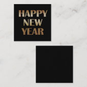 Happy New Year Gold Metallic Text Image Quadratische Visitenkarte (Vorne/Hinten)