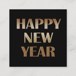 Happy New Year Gold Metallic Text Image Quadratische Visitenkarte