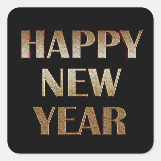 Happy New Year Gold Metallic Text Image Quadratischer Aufkleber (Vorderseite)