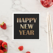 Happy New Year Gold Metallic Text Image Serviette (Beispiel)