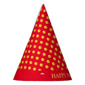 Happy New Year & Gold Polka Dots on Red Partyhütchen (Links)