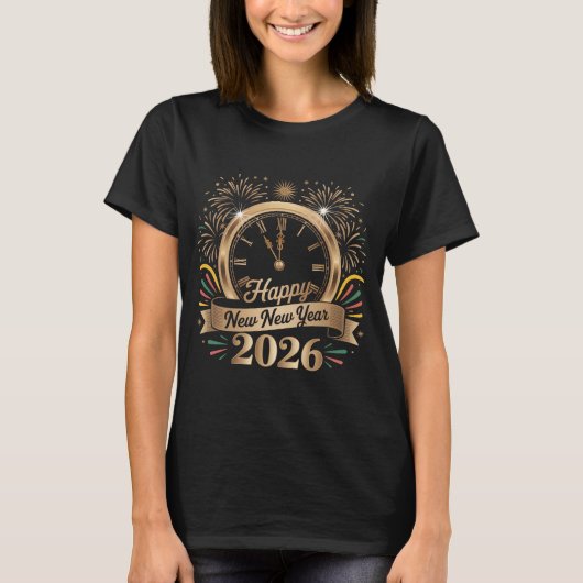 Happy New Year Gold Ribbon Stars Festive New Years T-Shirt (Vorderseite)