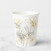 Happy New Year Gold Silver Fireworks Pappbecher (Rückseite)