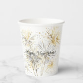 Happy New Year Gold Silver Fireworks Pappbecher (Vorderseite)