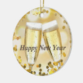 Happy New Year Gold Sparkle Champagne Keramik Ornament (Links)