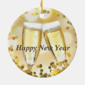 Happy New Year Gold Sparkle Champagne Keramik Ornament (Hinten)