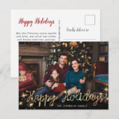 Happy New Year Gold Sparkle Script FOTO Gruß Postkarte (Vorne/Hinten)