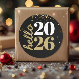 happy new year gold sparkles  runder aufkleber