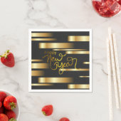 Happy New Year Gold Striped Paper Napkin Serviette (Beispiel)